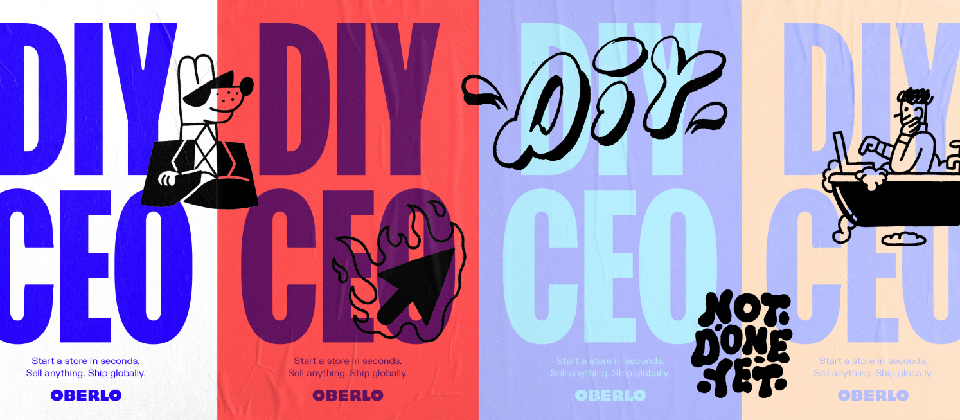 Design trends include Design Studio’s strikingly grounded rebrand of Oberlo, an e-commerce platform for young entrepreneurs