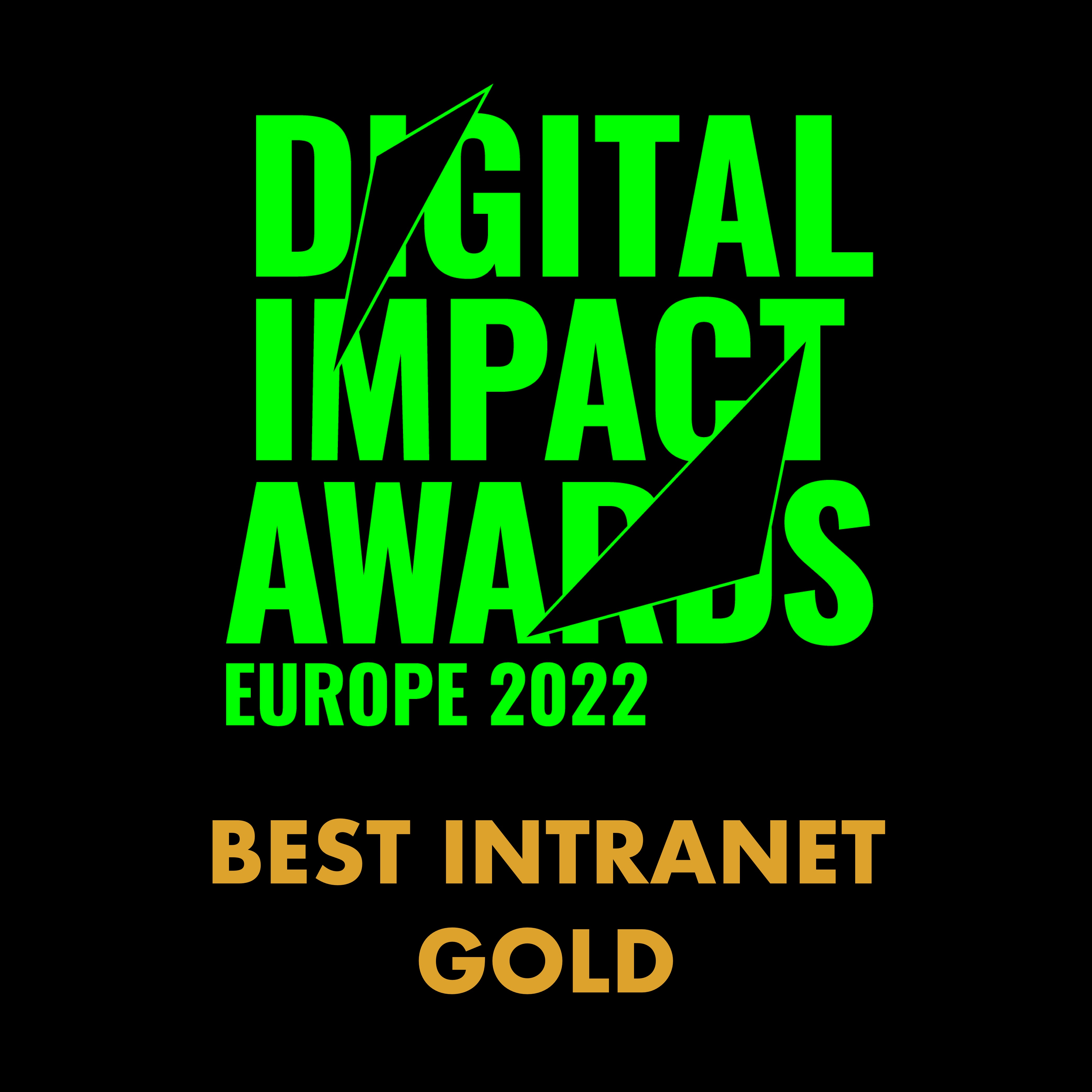 Digital Impact Awards 2022 Sequel Group wins a Gold for BEST INTRANET for the Virgin Media Ireland intranet work